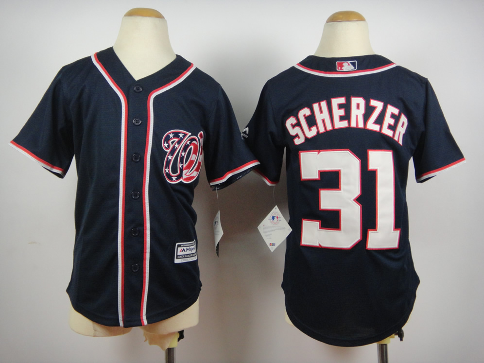 Youth Washington Nationals #31 Scherzer Blue MLB Jerseys->washington nationals->MLB Jersey